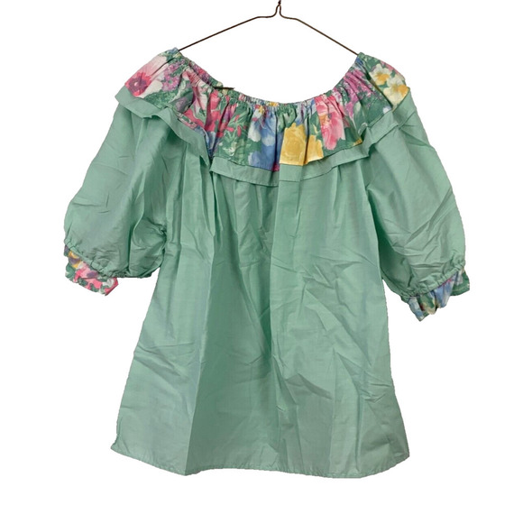 Vintage 80s Pitchfork Brand Green Floral Lace Square Dance Outfit Skirt Medium - Picture 10 of 16